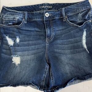 Maurices Blue Distressed Denim Shorts
